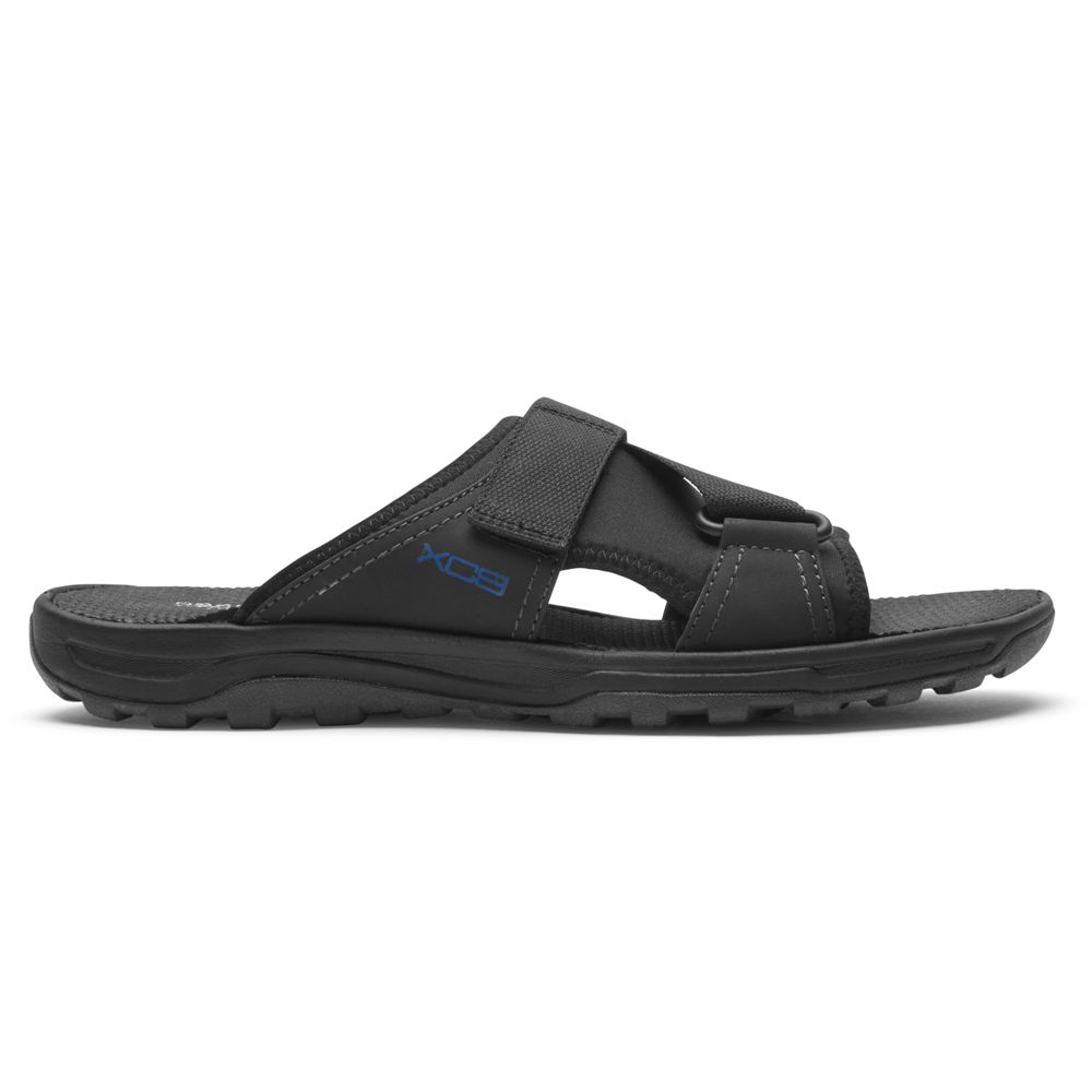 Rockport Xcs Trail Technique Velcro - Mens Slides - Black - NZ (CSK-983147)